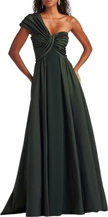 Tadashi Shoji One-Shoulder Taffeta Gown in Dark Forest at Nordstrom, Size 10