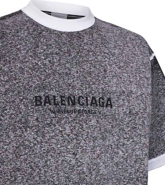 Balenciaga Mens T-Shirt Regular Fit Heathered Black Cotton T-Shirts And Polos