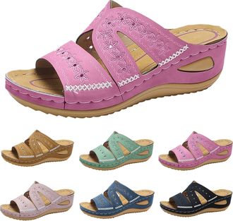 Generic Black Platform Sandals For Women,Arch Support Wedge Flip Flops,Summer Comfortable Dressy Casual Beach Sandal Slippers Vintage Wide Width Boho Non-Slip