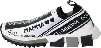 Dolce & Gabbana White Black Slip On Sorrento Womens Sneakers (Pre-Owned)