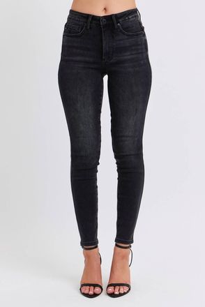 Judy Blue Mid Rise Tummy Control Skinny Jeans Wash In Black