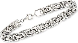 Ross-Simons Mens Sterling Silver Byzantine Box Link Bracelet