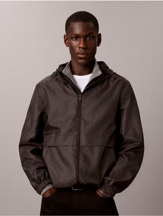 Calvin Klein Jeans Calvin Klein Mens Emblem Logo Nylon Windbreaker Jacket - Black - XL