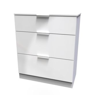 Welcome Furniture Paris Ready Assembled Deep Chest of Drawers with 3 Drawers - White Matt - Welcome Furniture | TJ Hughes