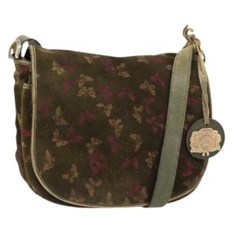 Bottega Veneta Pre-owned Shoulder Bags, female, Green, Size: ONE SIZE Pre-owned Suede Shoulder Bag