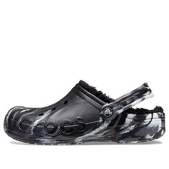Crocs Baya Lined Marbled Clogs Black Silver 208333-0C4