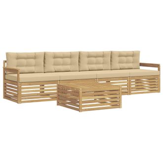 vidaXL Conjunto De Sof&aacute;s De Exterior Con Coj&iacute;n 5 Pcs Y Beige Vidaxl
