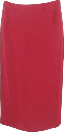 Roland Mouret Back-Zipped Midi Pencil Skirt in Burgundy Wool