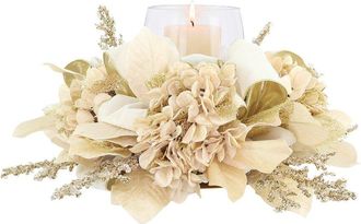 Creative Displays Inc. Handmade Holiday Candleholder With Hydrangeas & Leaves