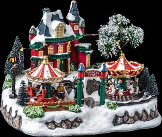 F&eacute;&eacute;ric Lights & Christmas Pueblo Iluminado Con Tiovivo Y Bosque De 18 Led - Feeric Lights & Christmas