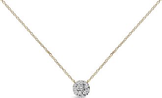 House of Brilliance 14K Yellow Gold Plated Sterling Silver 3/8 Cttw Diamond Cluster Pendant Necklace
