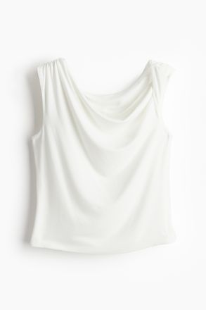 H&M One-Shoulder-Shirt mit Twistdetail - White