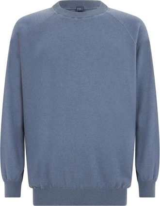 Fedeli Cashmere Ronde Hals Trui - Heren - Truien - Blauw - Maat: 2XL Kasjmier