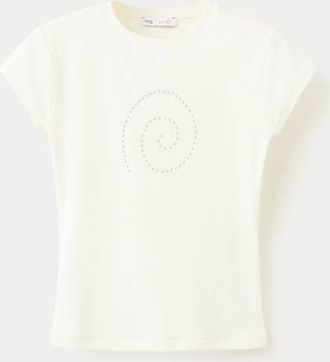 Mango Maglietta cotone borchie bianco sporco - Donna - S - MANGO