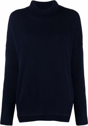 Lisa Yang Fijngebreide coltrui - Dames - Cashmere truien - Blauw - XS - Kasjmier - Truien & Vesten