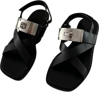 Hermès Oversized Kelly Buckle Black Sandals Size 37