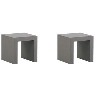 Beliani Beliani - Conjunto De 2 Taburetes De Jard&iacute;n De Cemento Reforzado Gris Estilo Moderno Industrial Taranto
