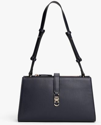 Tommy Hilfiger Womens Polished Monogram Shoulder Bag - Blue