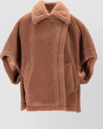 Max Mara short sleeve jacket faux shearling collar