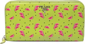 Prada Green Leather Long Wallet (Bi-Fold) (Pre-Owned)