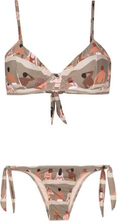 Amir Slama graphic-print underwire bikini - women - Polyamide/Elastane - GG - Brown