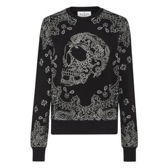 Philipp Plein Sweatshirt Paisley Bandana - Dames - Sweatshirts - Zwart - M - Katoen - Hoodies & sweatvesten