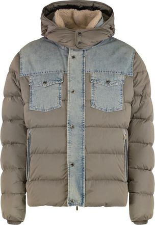 Moorer Gewatteerde donsjas met denimdetails - Heren - Winterjassen - Grijs - L - Denim - Jassen