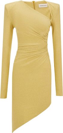 Alexandre Vauthier Draped Metallic Gold Asymmetric Dress Size M