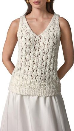 DKNY Double V-Neck Open Stitch Sweater Vest in Cream at Nordstrom, Size X-Small