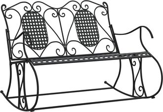 vidaXL Banco Mecedor De Jard&iacute;n De Dos Plazas Acero Negro 113 Cm Vidaxl