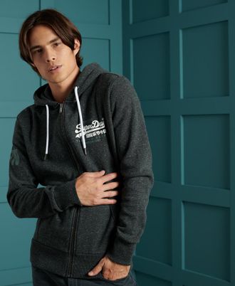 Superdry Vintage Logo Duo geborstelde hoodie met rits