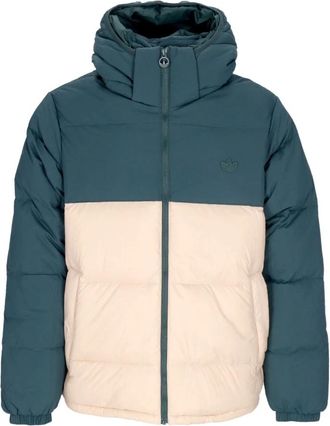 adidas Down Jackets, male, Multicolor, Size: XL Green Puffer Jacket with Removable Hood