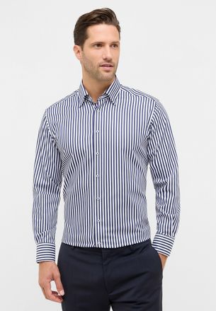 Eterna Langarmhemd ETERNA MODERN FIT, Herren, Gr. 45, Normalgr&ouml;ssen, dunkelblau, Satin, 100% Baumwolle, tailliert, Manschette, Hemden Langarmhemd, NON IRON (