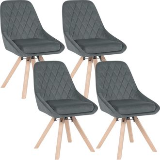 Woltu Woltu Juego De 4 Sillas De Comedor Giratorias Sillas Ergonomicas Para Dormitorio Y Salon Sillas De Cocina Tapizadas En Terciopelo Patas De Madera Maci