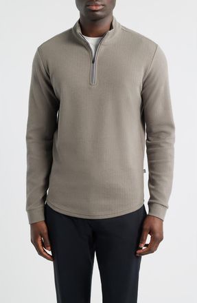 Swannies Luke Cotton Blend Performance Quarter Zip Pullover in Driftwood at Nordstrom, Size Large