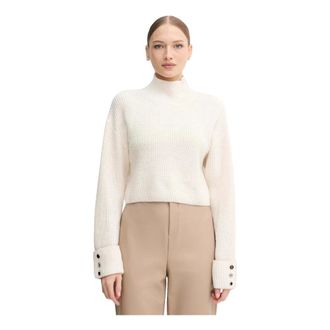 Gaud&igrave; Truien & Vesten, Dames, Beige, XL, Leer, Turtleneck Sweater