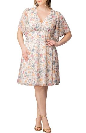 Kiyonna Florence Flutter Sleeve Dress in Pale Blossoms at Nordstrom, Size 5X