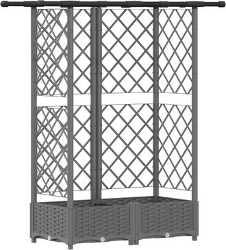 vidaXL Cama Elevada Con Trellis Y Techo Gris Claro 124 X 40 X 121 Cm Vidaxl