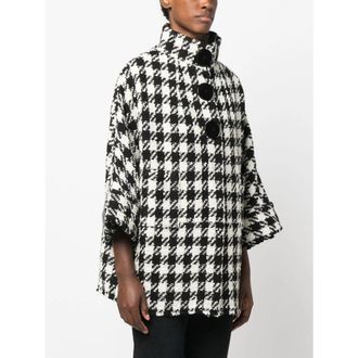 Charlott Houndstooth Check Tweed Jacket - Black