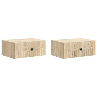 vidaXL Mesita De Noche De Pared 2 Pcs Roble Sonoma 49 X 34,5 X 20 Cm Vidaxl