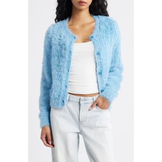 BP. Sparkle Fuzzy Cardigan in Blue- Silver at Nordstrom Rack, Size Small