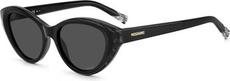 Missoni Sunglasses, female, Black, Size: 53 MM Black Acetate Sunglasses with Grey Lenses