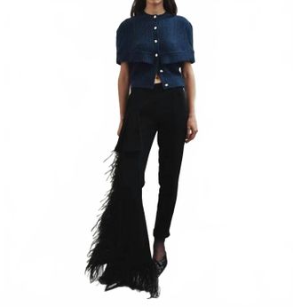 Hellessy Caspian Short Sleeve Cardigan In Indigo