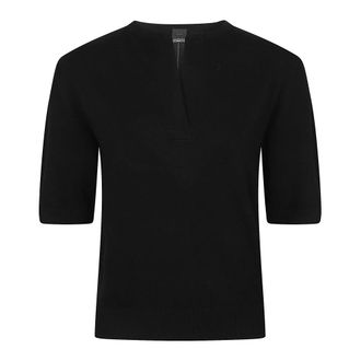Pinko Pinko, Truien & Vesten, Dames, Zwart, XS, Varsavia V-hals Trui met Korte Mouwen