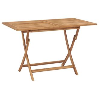 Berkfield Home Folding Garden Table 120x70x75 cm Solid Teak Wood in Brown | Size: 120 x 70 x 75 cm