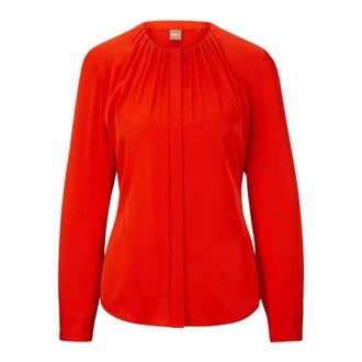 HUGO BOSS Dames/Dames Zijden Regelmatige Blouse Met Lange Mouwen (Helder oranje)