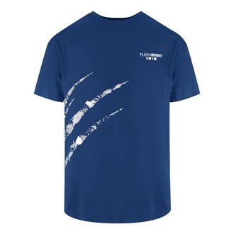 Plein Sport Korte Mouw Scratch Logo T-shirt in Donkerblauw