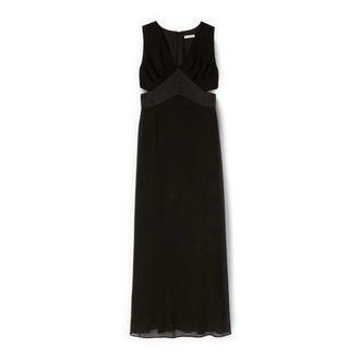 Motivi Lange georgette jurk met cut-out - Dames - Avondkleed - Zwart - 2XS - Polyester - Kleedjes