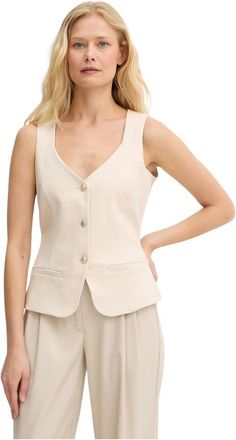 Guess Slim Fit Vest - Dames - Gillet - Beige - XL - Polyester - Kostuums