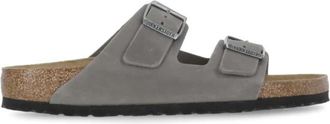 Birkenstock Leren Sandaal met Sluiting aan de Voorkant - Heren - Sandalen - Grijs - 40 EU - Leer - Schoenen